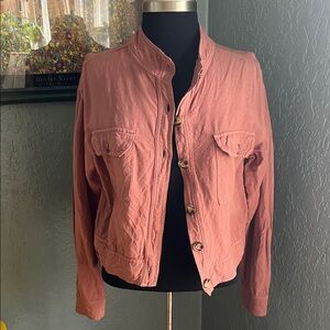 Tribal Jeans Women's Light Rust colored linen style Short Button-Up Jacket Sz M